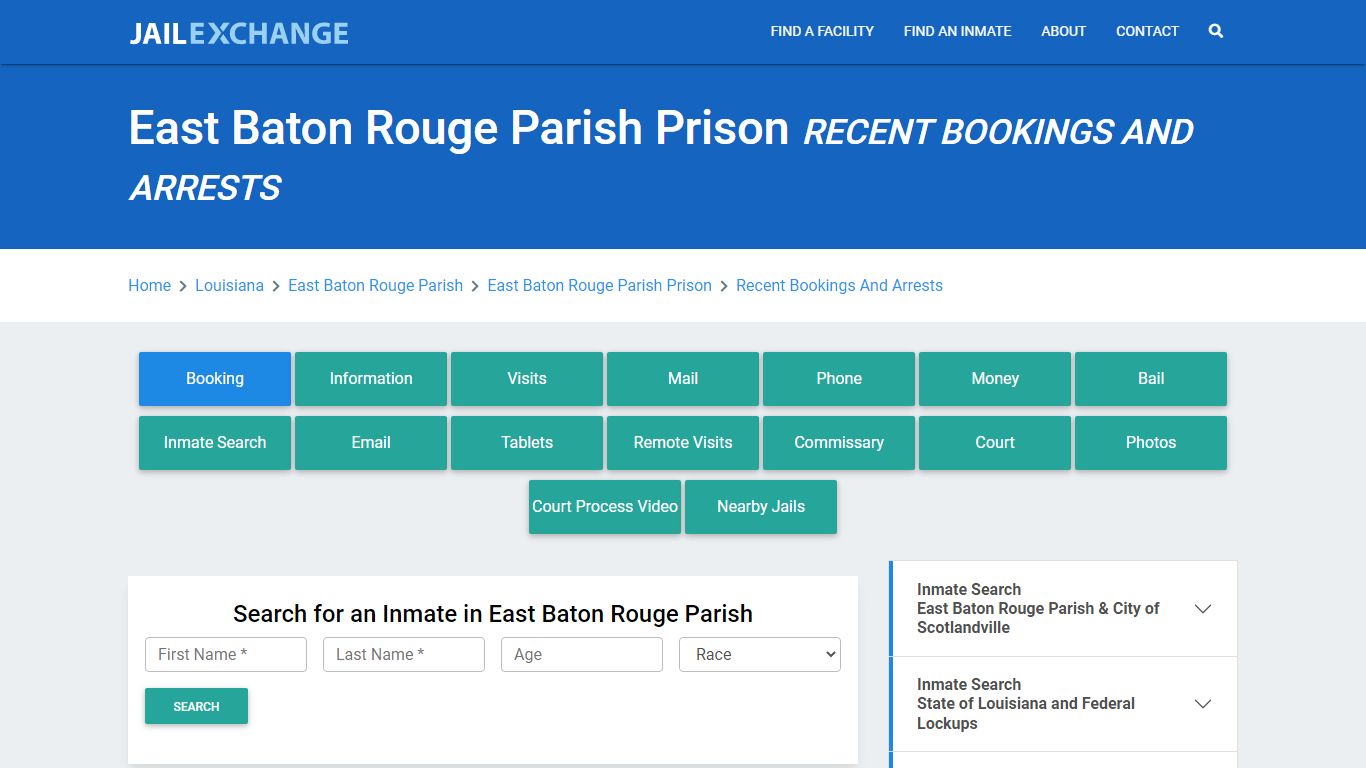 East Baton Rouge Parish Prison Recent Bookings And Arrests - Jail Exchange