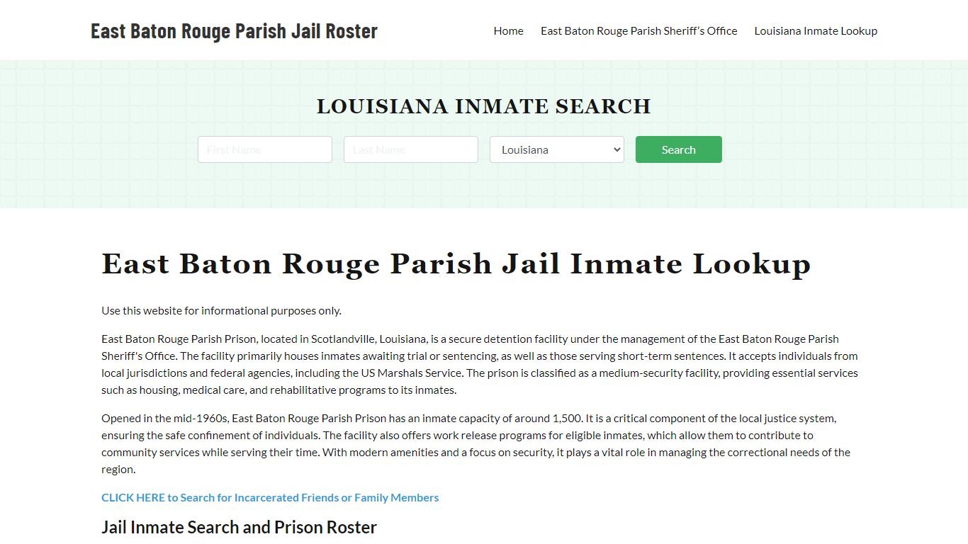 East Baton Rouge Parish Jail Roster Lookup, LA, Inmate Search