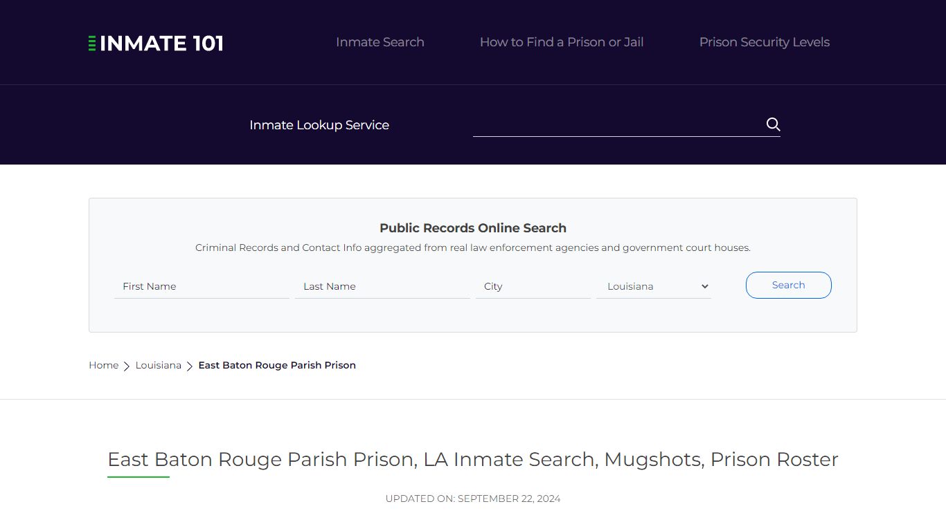 East Baton Rouge Parish Prison, LA Inmate Search, Mugshots, Prison ...